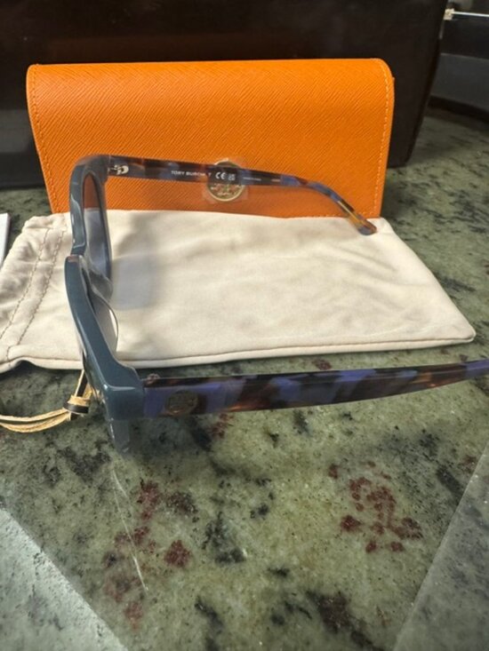 Tory Burch TY7157 1809/80 Blue Gray Purple Tortoise Marble Sunglasses 53-18-140 main image 12